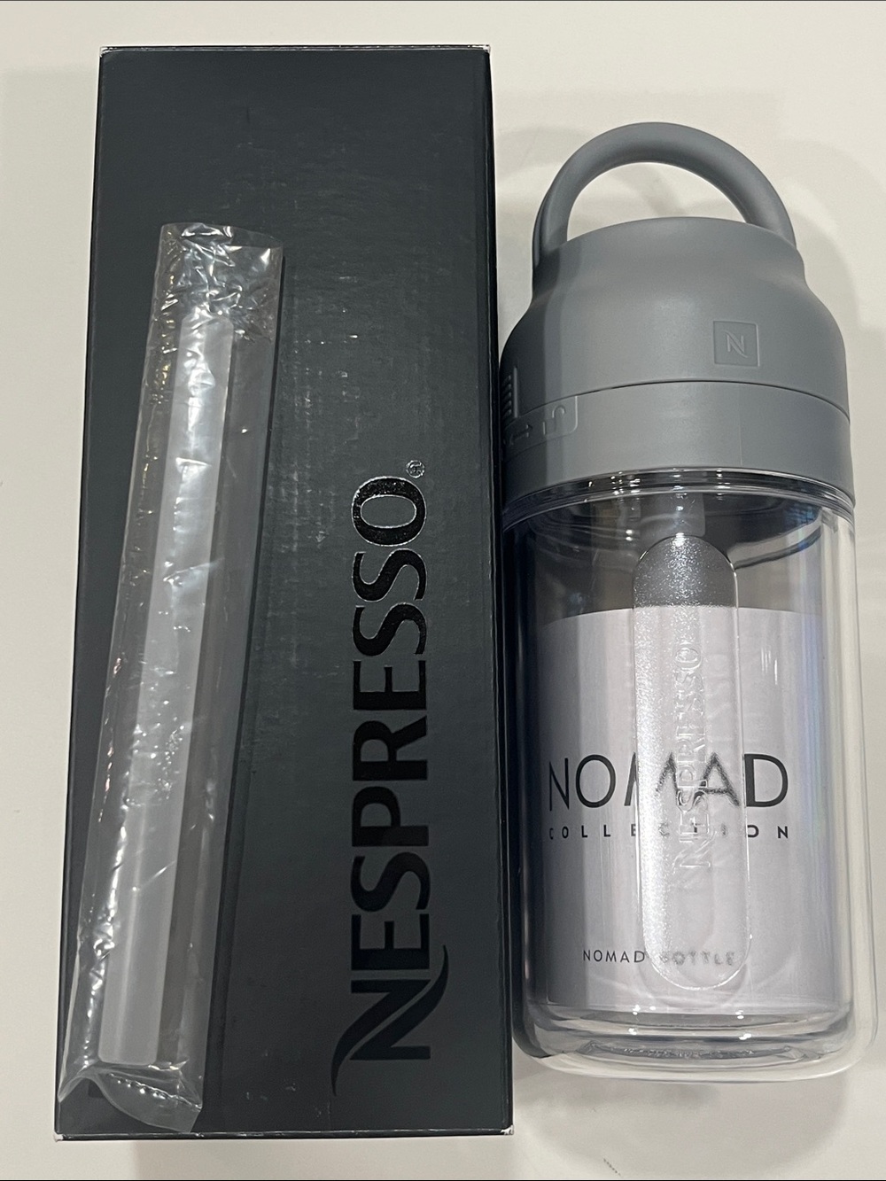 NWT Nespresso Small Iced Coffee Nomad Travel Bottle (Grey)